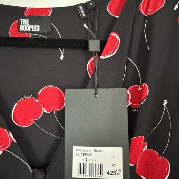 NWT The Kooples Cherry Print Black Dress - Picture 4 of 4